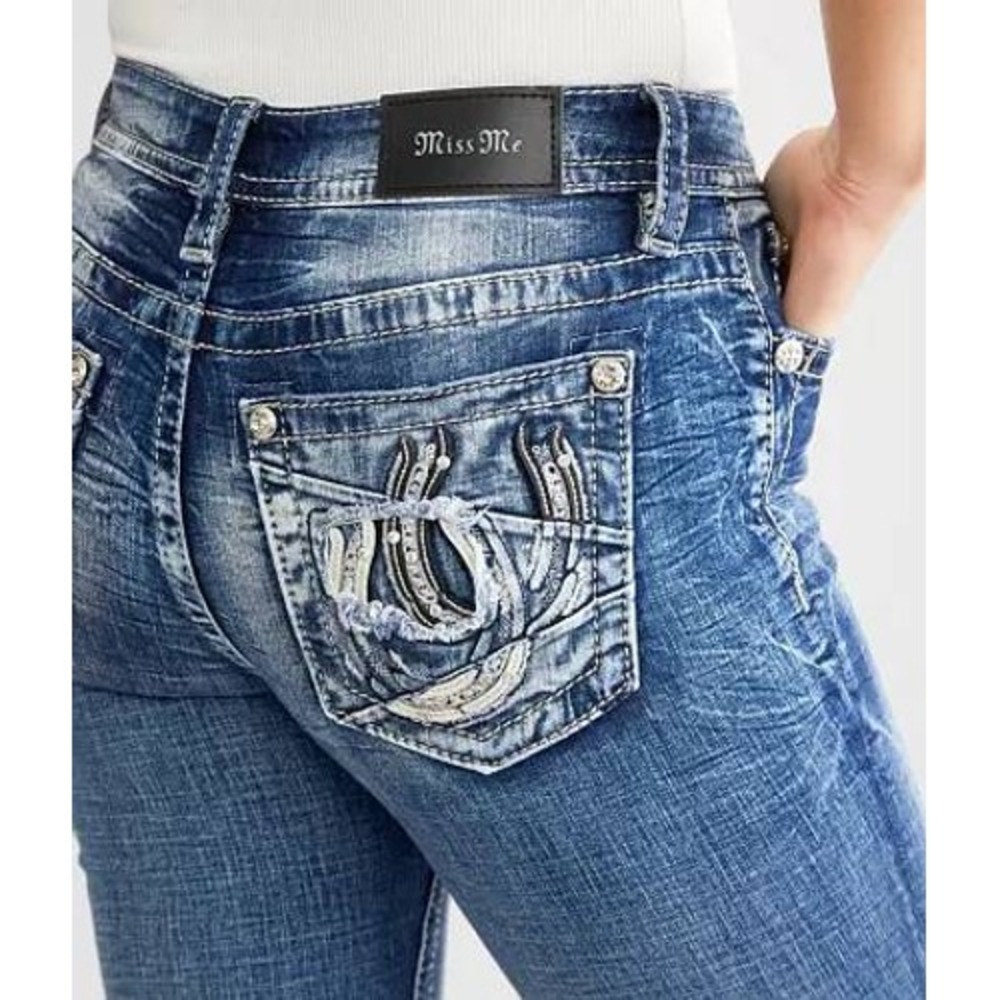 Miss Me Jeans Curvy Ankle Skinny Women's 30 Blue E3764VFA5 Horseshoe Western